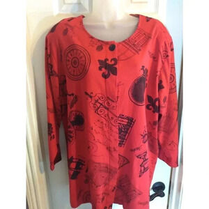 Forelli Sweater Red Paris Logo Print Sz 20 Bust 48 Length 30